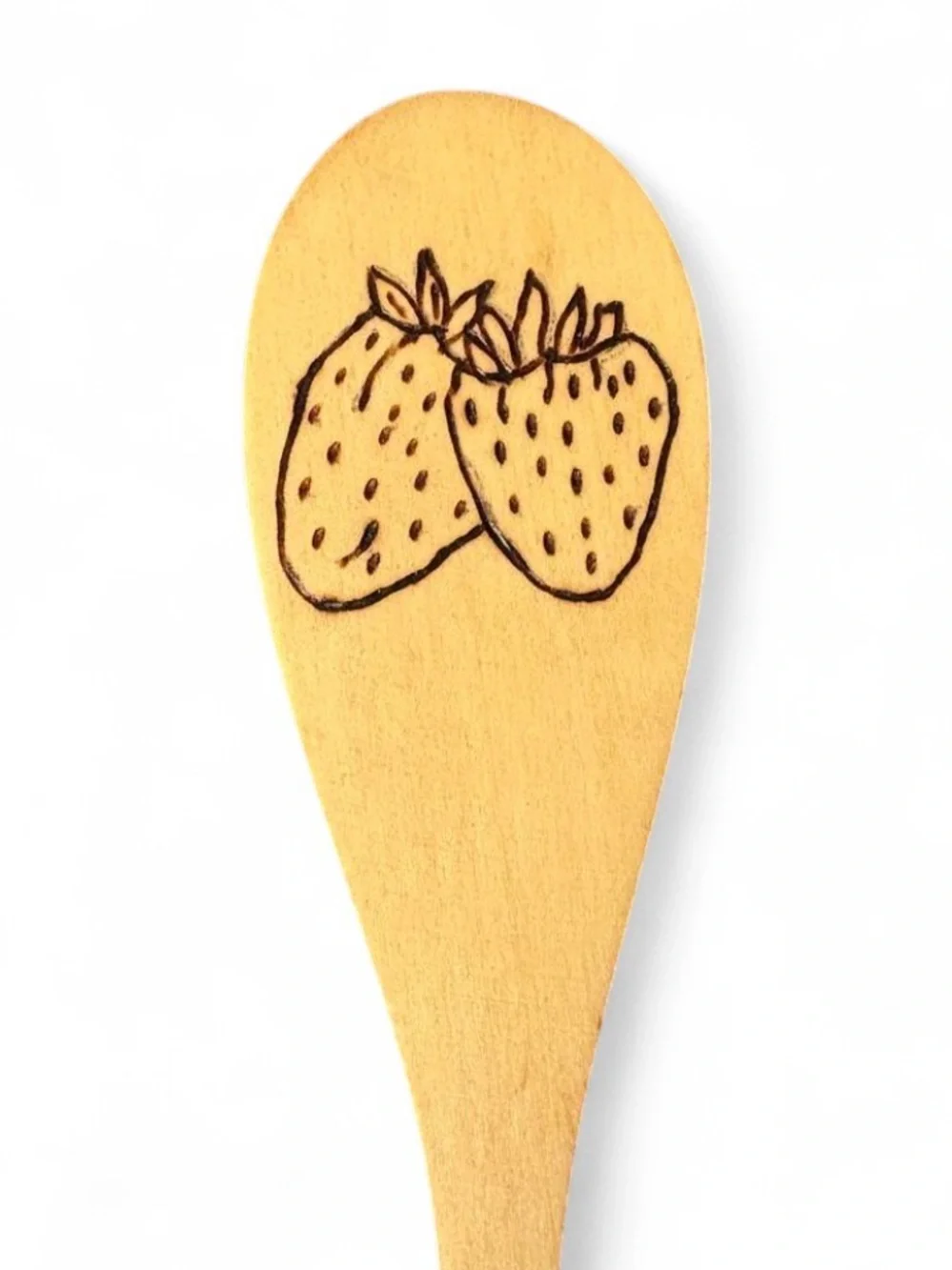 Handmade cottagecore bamboo spoon with wood-burned designs
